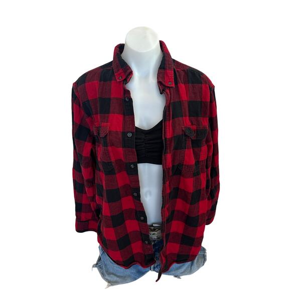 Hellfire Club Plaid Flannel Shirt LARGE Oversized Upcycle Unique Stranger Things - Picture 4 of 6